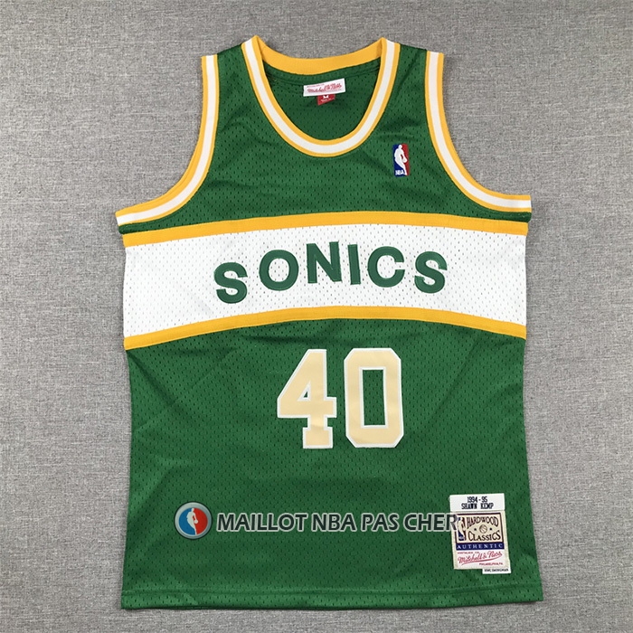 Maillot Enfant Seattle Supersonics Shawn Kemp NO 40 Historic Retro Vert